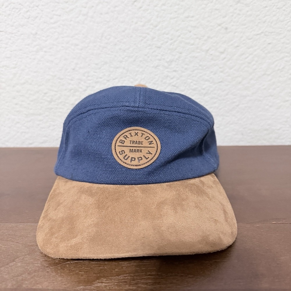 Brixton Supply Navy 5 Panel Camper Hat Durable Cotton Faux Suede